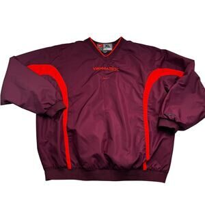 Nike Vintage Virginia Tech Collegiate V-Neck Nylon Pullover Jacket Men's Size XL